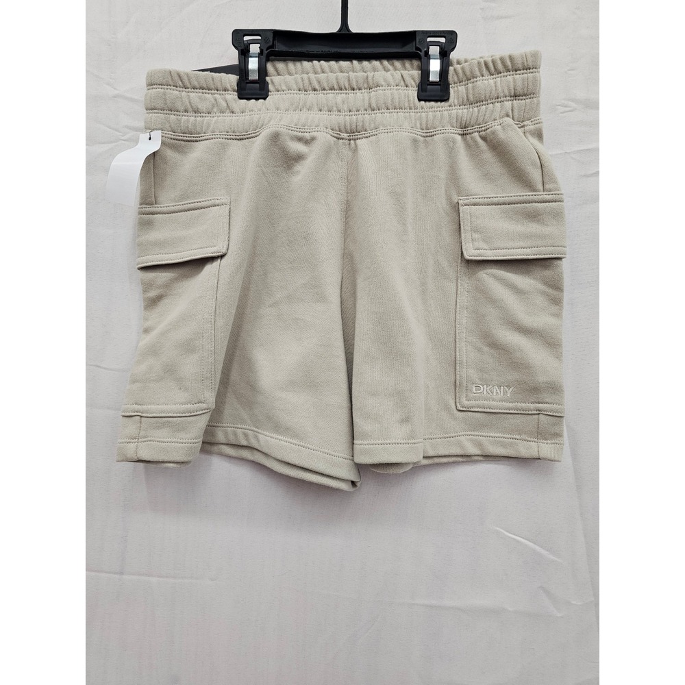 DKNY Sport Womens Cargo Shorts Pebble Beige French Terry XS NWT